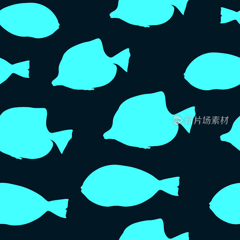 Seamless pattern with silhouettes fishes.